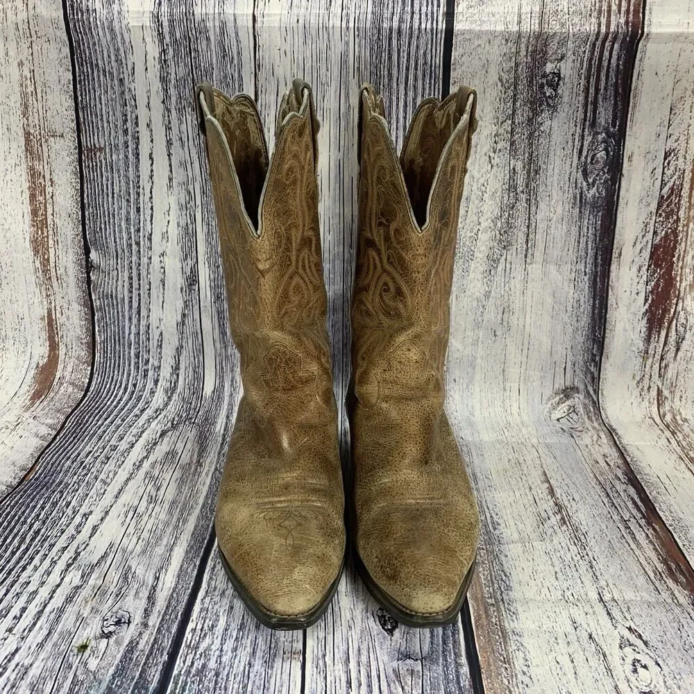 Justin McKayla L2561 Brown Leather Pointed Toe Western Boots Womens Size 10